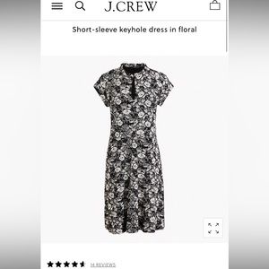 NWT J. Crew Dress Floral Comfortable Black White Small S MSRP $69.50 brand new!